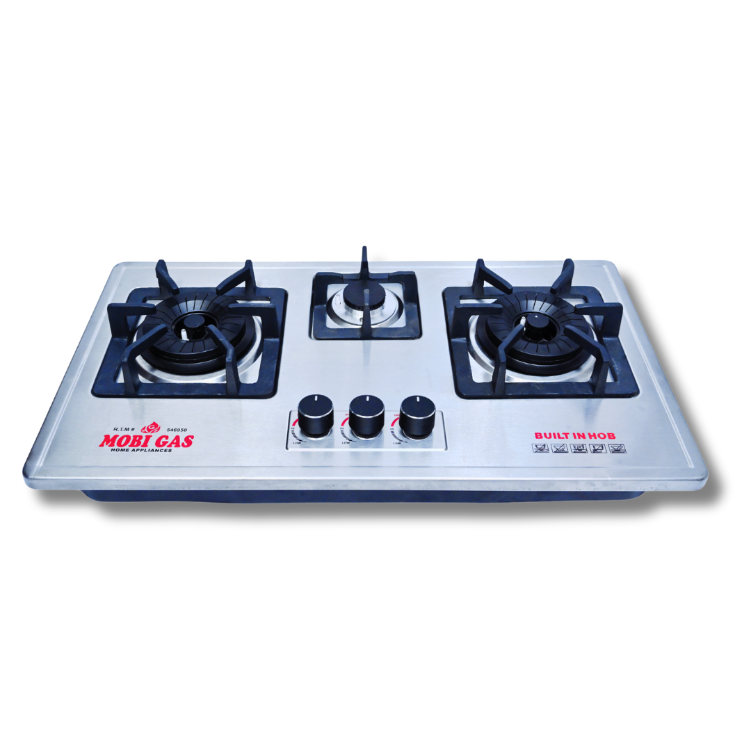 Mobi Gas 3 Burner Tempered Glass Hob for Pakistani Kitchens  Mobi Gas 2 Burner Stainless Steel Gas Hob with NG and LPG options  Modern Mobi Gas Built-in 3 Burner Hob with Auto Ignition