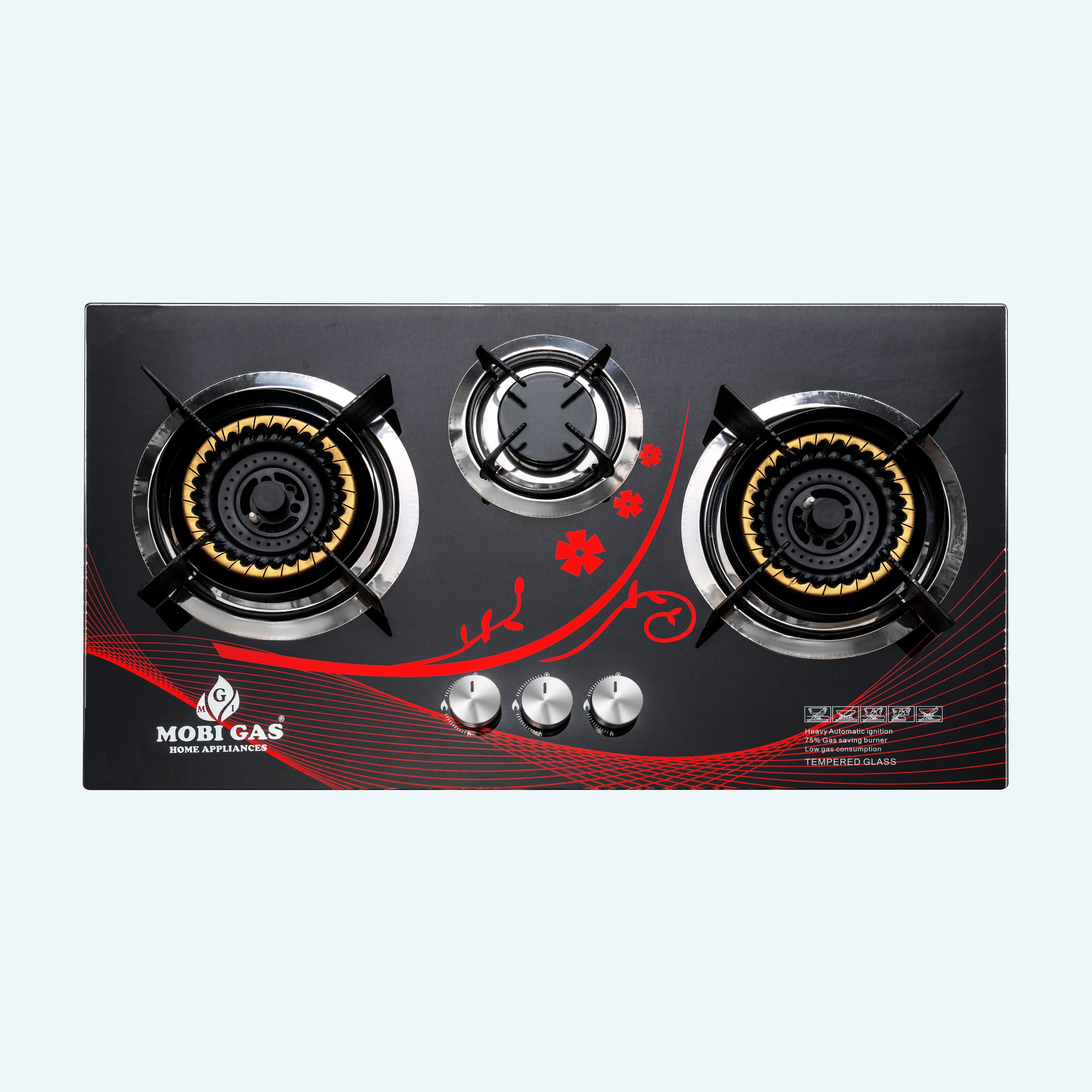 Blue Flame Gas Saving Stove with Auto Ignition and Heavy Iron Grills