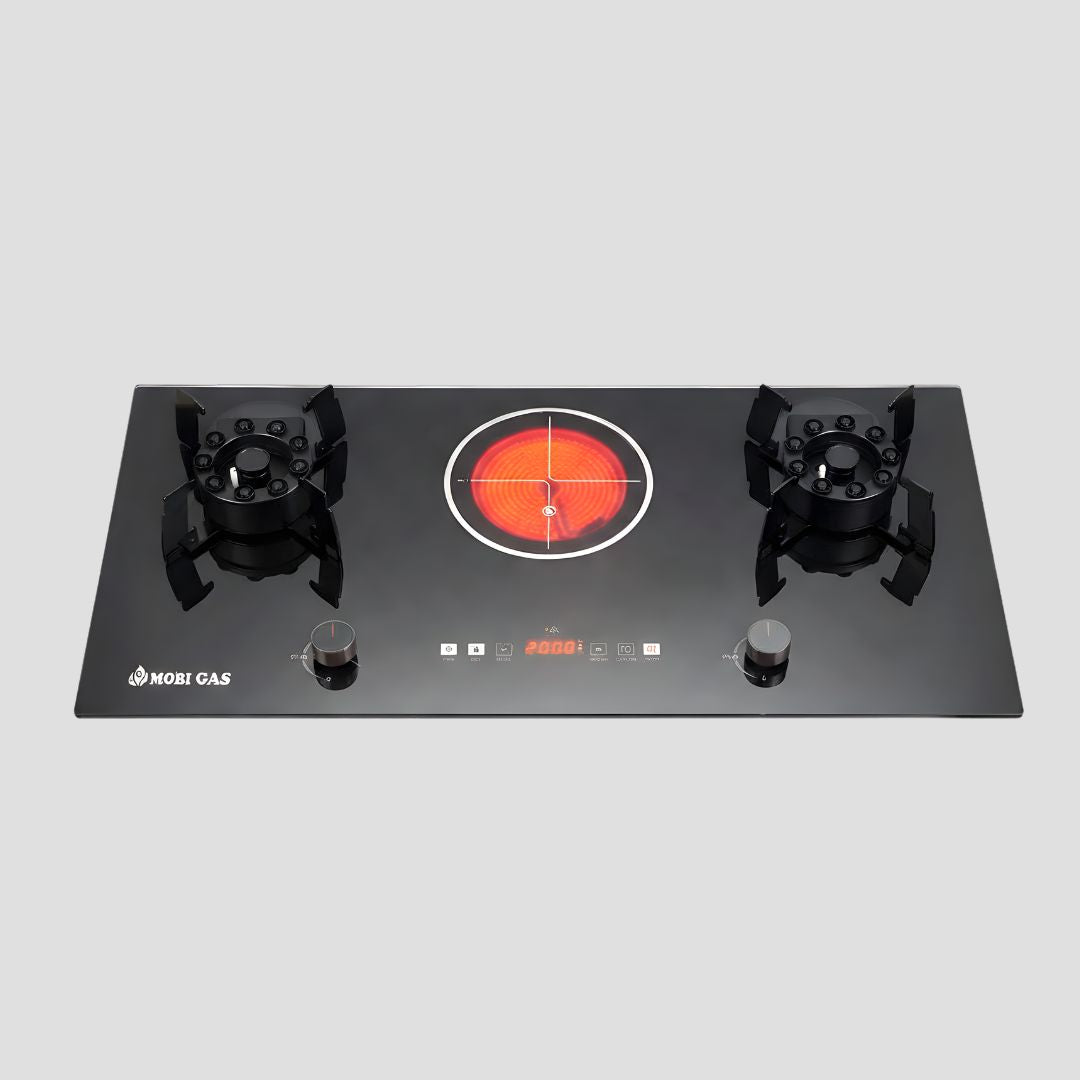 Mobi Gas Hybrid X-321 90cm electric and gas hob with 2 gas burners and 1 electric ceramic cooker