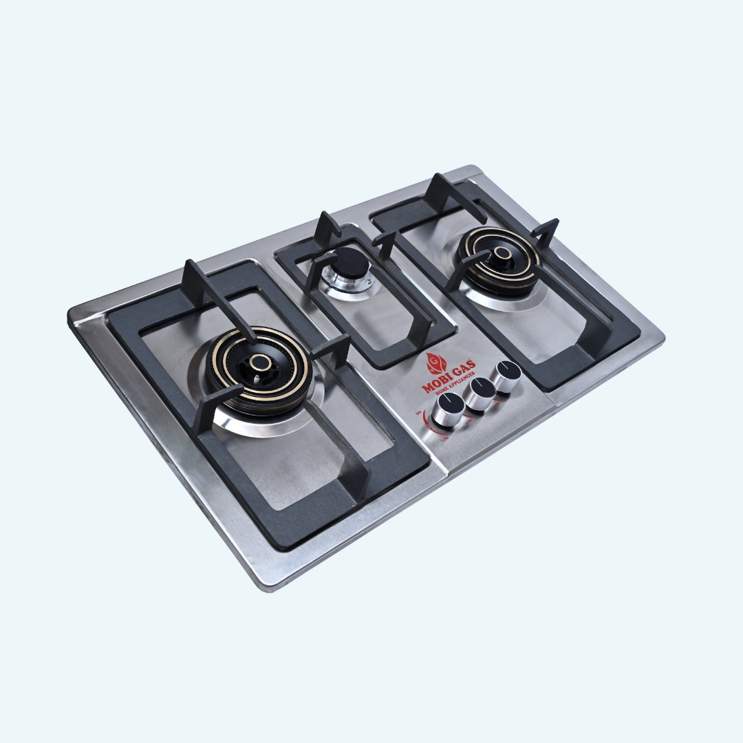 “Stainless Steel Gas Hob with Heavy Iron Grills by Mobi Gas”